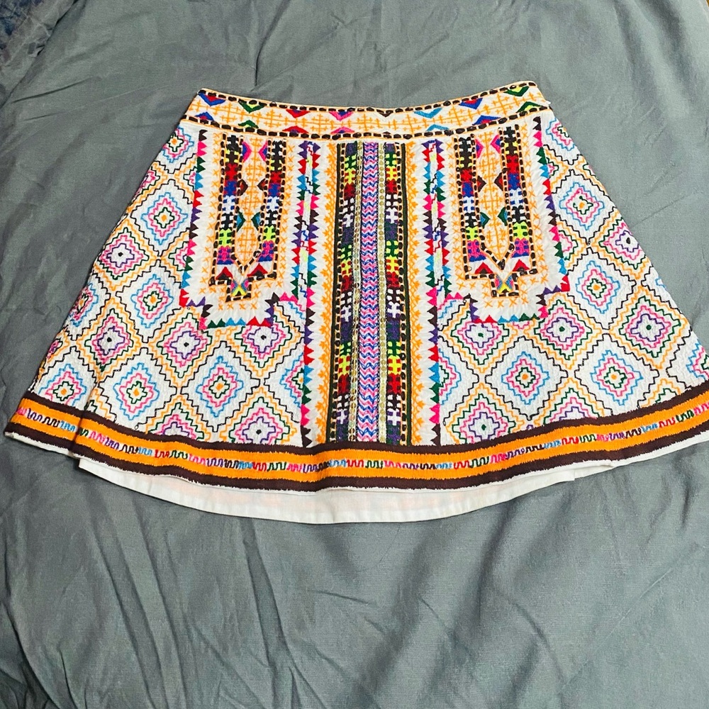 PÍA PAURO Anthropology Embroidered Beaded Skirt